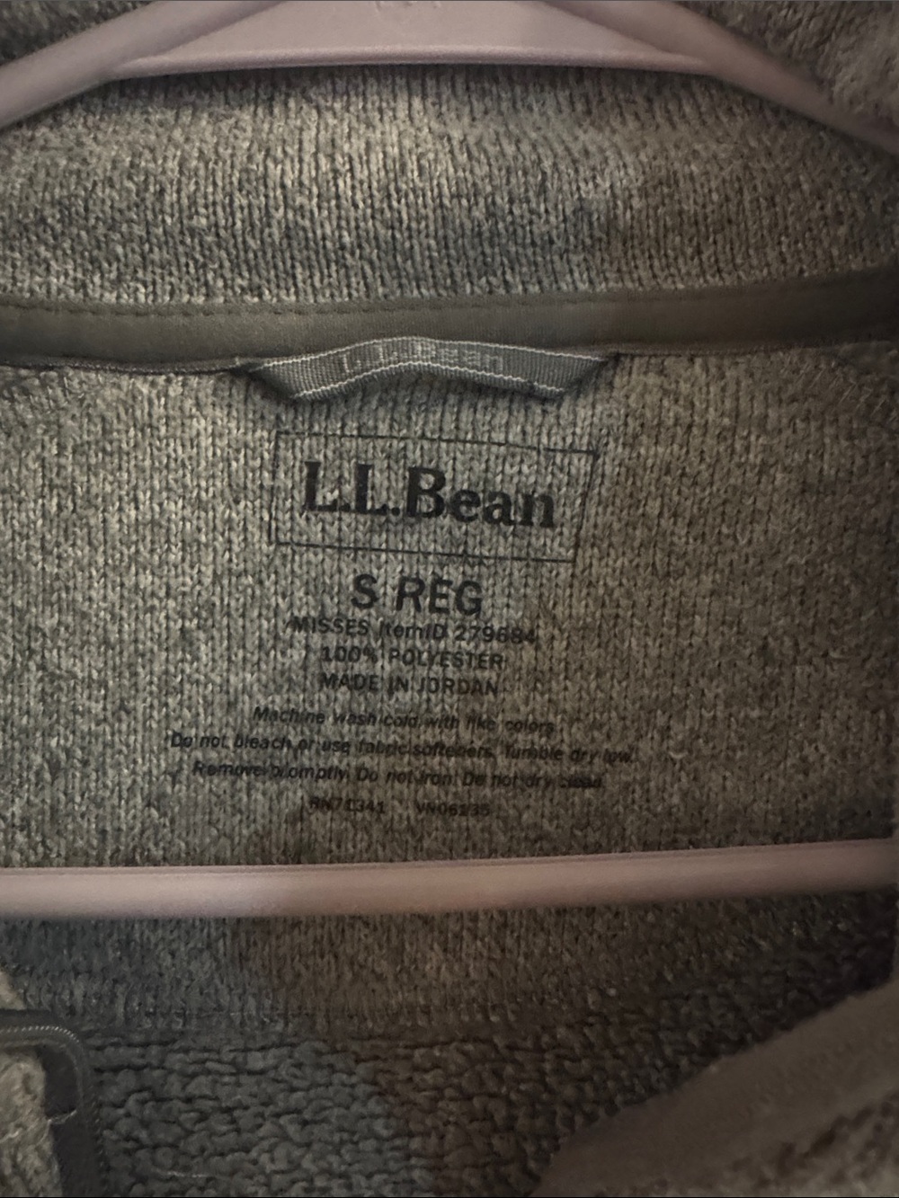 L.L. Bean Light Gray Full-Zip Fleece Jacket - Picture 2 of 9